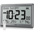 Atomic Wall Clock With Indoor Outdoor Temperature, 10.5 Inch Digital Wall Clock Battery Operated, Dst, 12/24 Hour For Living Room Bedroom (Silver)