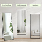 Full Length Mirror 56X16 Inch, Full Body Mirror With Aluminum Metal Frame, Standing Mirrors For Bedroom, Livingroom, Cloakroom, Hallway, Home Décor.