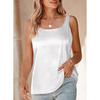 BLENCOT Women Satin Tank Top Casual Camisole Summer Shirt Basic Fashion Dressy Sleeveless Blouses S-2XL