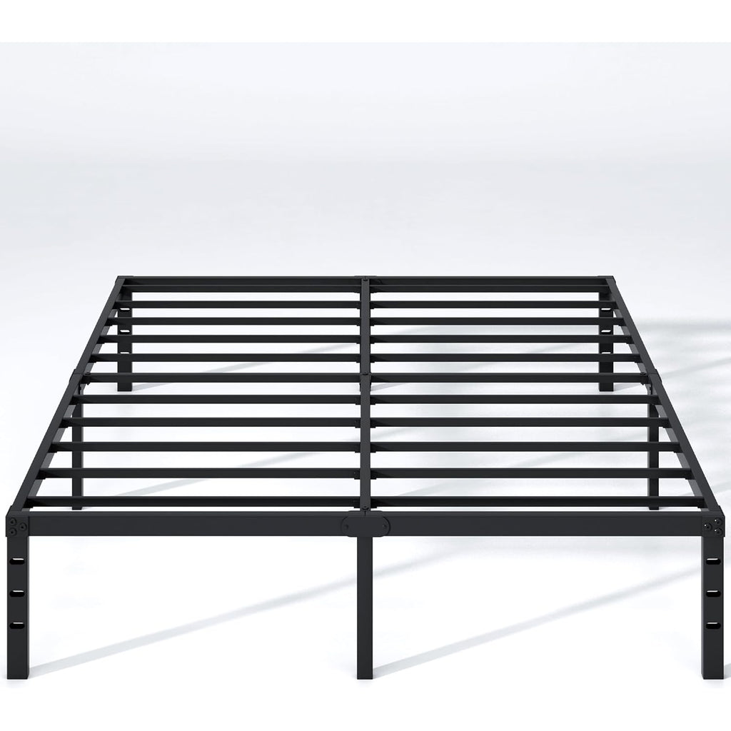 NEW JETO Metal Bed Frame,Queen Size Bed Frame with Storage Space,Heavy Duty Sturdy Mattress Foundation,Easy Assembly,No Box Spring Needed, Black,14 Inch,Queen