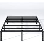 NEW JETO Metal Bed Frame,Queen Size Bed Frame with Storage Space,Heavy Duty Sturdy Mattress Foundation,Easy Assembly,No Box Spring Needed, Black,14 Inch,Queen