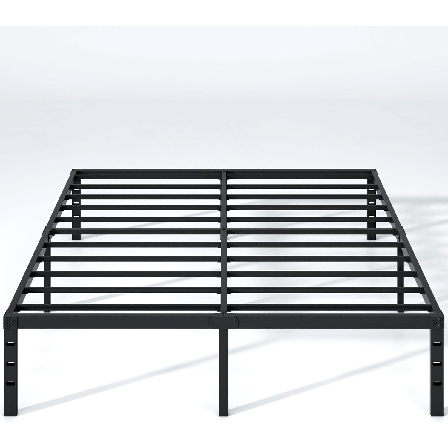 NEW JETO Metal Bed Frame,Queen Size Bed Frame with Storage Space,Heavy Duty Sturdy Mattress Foundation,Easy Assembly,No Box Spring Needed, Black,14 Inch,Queen