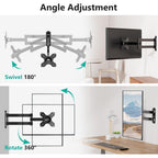 WALI TV Wall Mount Articulating LCD Monitor Full Motion 15 inch Extension Arm Tilt Swivel for Most 13 to 32 inch LED TV Flat Panel Screen with Mounting Holes up to 100x100mm (1330LM), Black