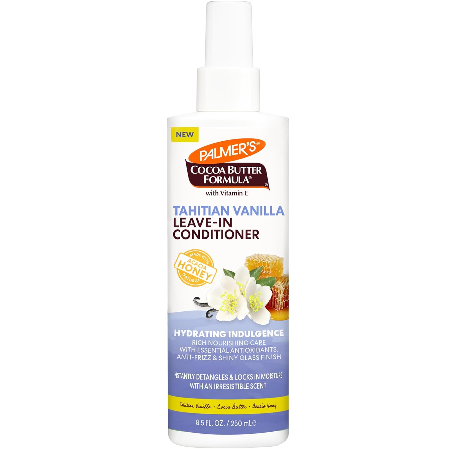 Palmer's Cocoa Butter Formula, Tahitian Vanilla Leave In Conditioner Spray, (8.5 Fl Oz), Hydrating Hair Detangler with Acacia Honey & Vitamin E, Heat Protectant, Frizz Control & Long-Lasting Moisture