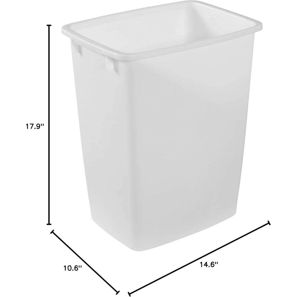 Rubbermaid Small Kitchen Bathroom Trash Can, 9 Gallons, White, Waste Basket for Under Counter/Kitchen/Office/Bedroom/Bathroom