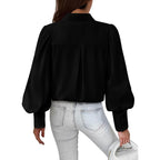 Btfbm Blouses For Women Dressy Casual, V Neck Long Sleeve Button Down Shirt, Fall Summer Tops, 2026 Fashion Clothing