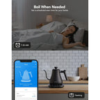 Govee Smart Electric Kettle, Wifi Variable Temperature Gooseneck Pour Over Kettle And Tea Kettle, Alexa Control, 1200W Quick Heating, 100% Stainless Steel, 0.8L, Matte Black