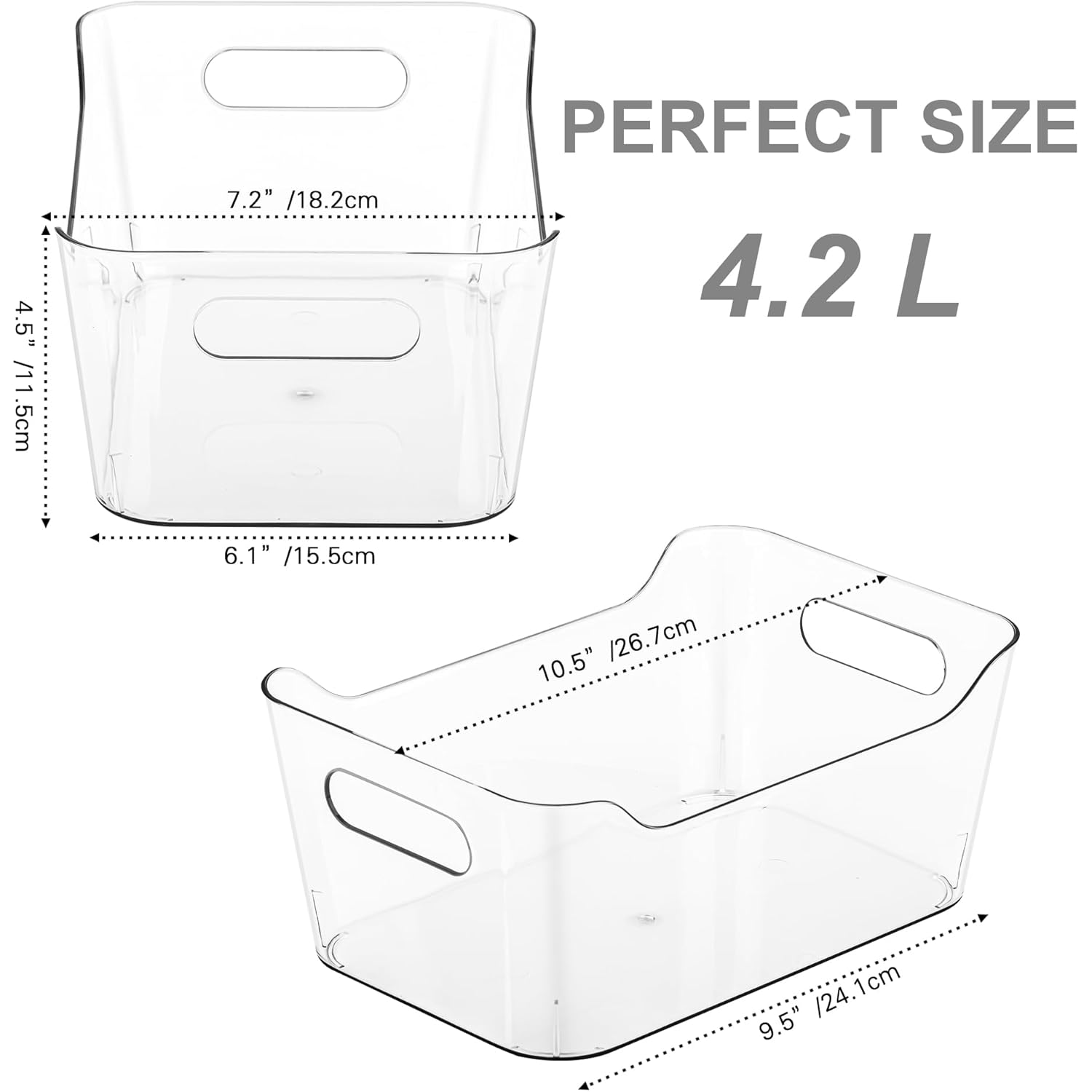 Tiawudi 12 Pack Plastic Storage Bins, Multi-Use Organizer Bins, Pantry Organizer, Clear Storage Containers for Home, Kitchen, Office, Cabinet, Shelf and Fridge Organization
