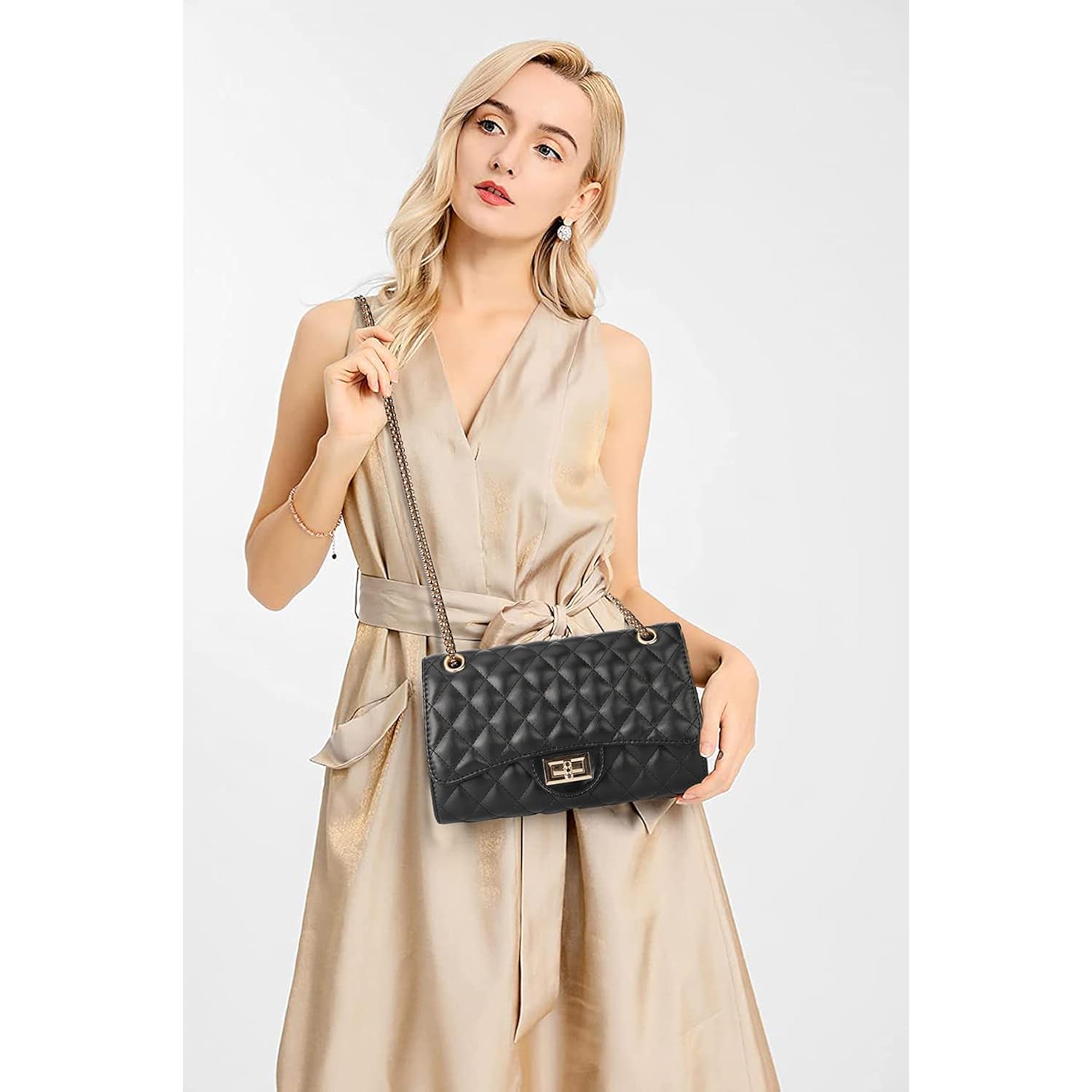 Gladdon Quilted Crossbody Purse For Women Trendy Shoulder Bags | Stylish Shoulder Purse,Quilted Pattern,Structured Bag,Chain Strap,Spacious Enough,Casual And Dressy Outfits,Any Occasion