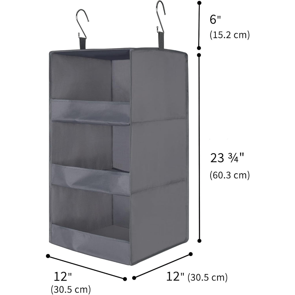 Granny Says 3-Shelf Hanging Closet Organizer And Storage, Collapsible Hanging Closet Shelves, Hanging Organizer For Closet & Rv, Gray, 29 ½" H X 12" W X 12" D, 1-Pack