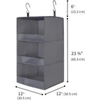 Granny Says 3-Shelf Hanging Closet Organizer And Storage, Collapsible Hanging Closet Shelves, Hanging Organizer For Closet & Rv, Gray, 29 ½" H X 12" W X 12" D, 1-Pack
