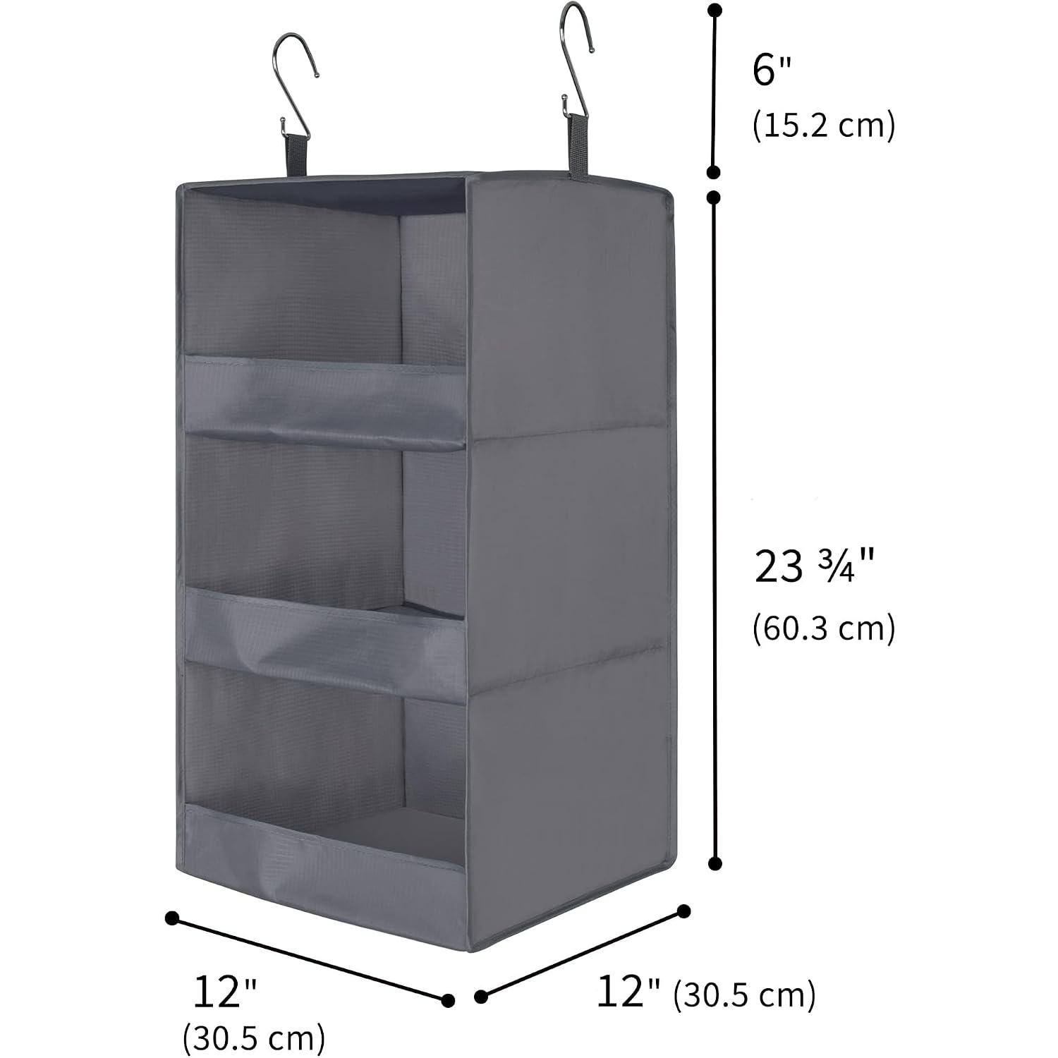 Granny Says 3-Shelf Hanging Closet Organizer And Storage, Collapsible Hanging Closet Shelves, Hanging Organizer For Closet & Rv, Gray, 29 ½" H X 12" W X 12" D, 1-Pack