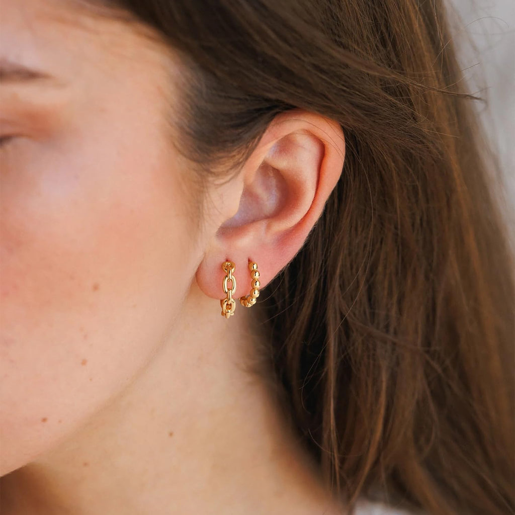 LOYATA Gold Huggie Hoop Earrings 14K Gold Plated Dainty Small Simple Hypoallergenic Jewelry Gift for Women