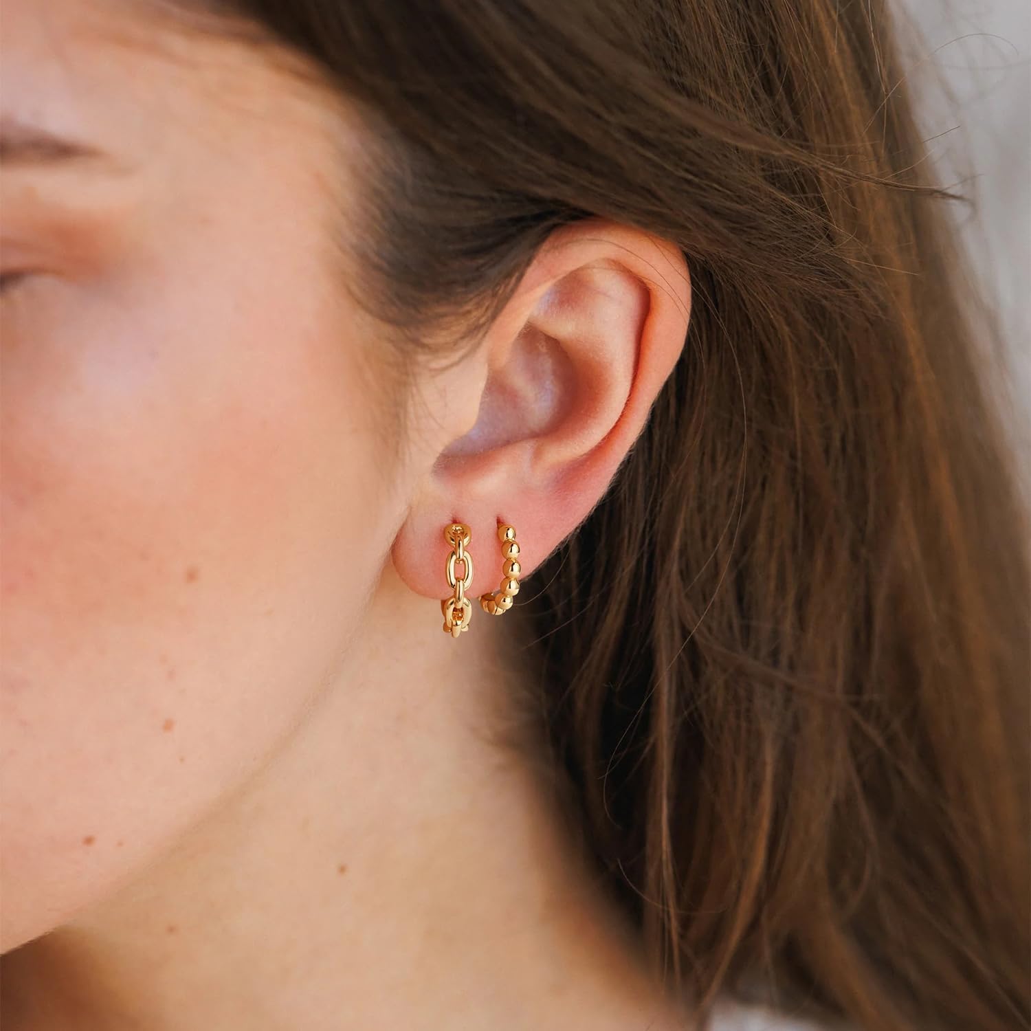 LOYATA Gold Huggie Hoop Earrings 14K Gold Plated Dainty Small Simple Hypoallergenic Jewelry Gift for Women