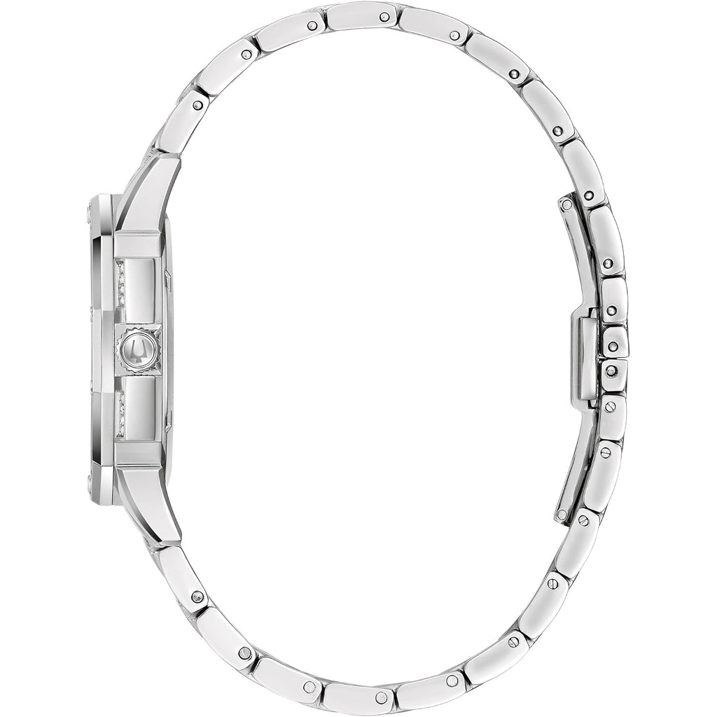 Bulova Ladies' Crystal Octava Stainless Steel 3-Hand Quartz Watch, Crystal Bezel And Dial Style: 96L305
