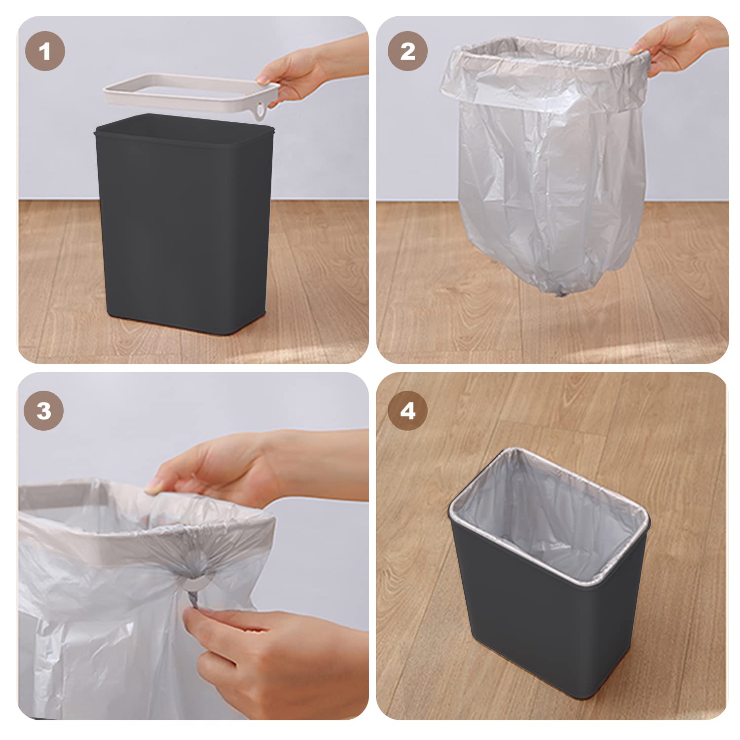 3 Pack - Bathroom Trash Can With Lid - 2.5 Gallon Automatic Trash Cans | Bedroom, Office - Small Smart Garbage Can Touchless - Electric, Narrow - Motion Sensor Trash Can Bathroom ( Matte Black )