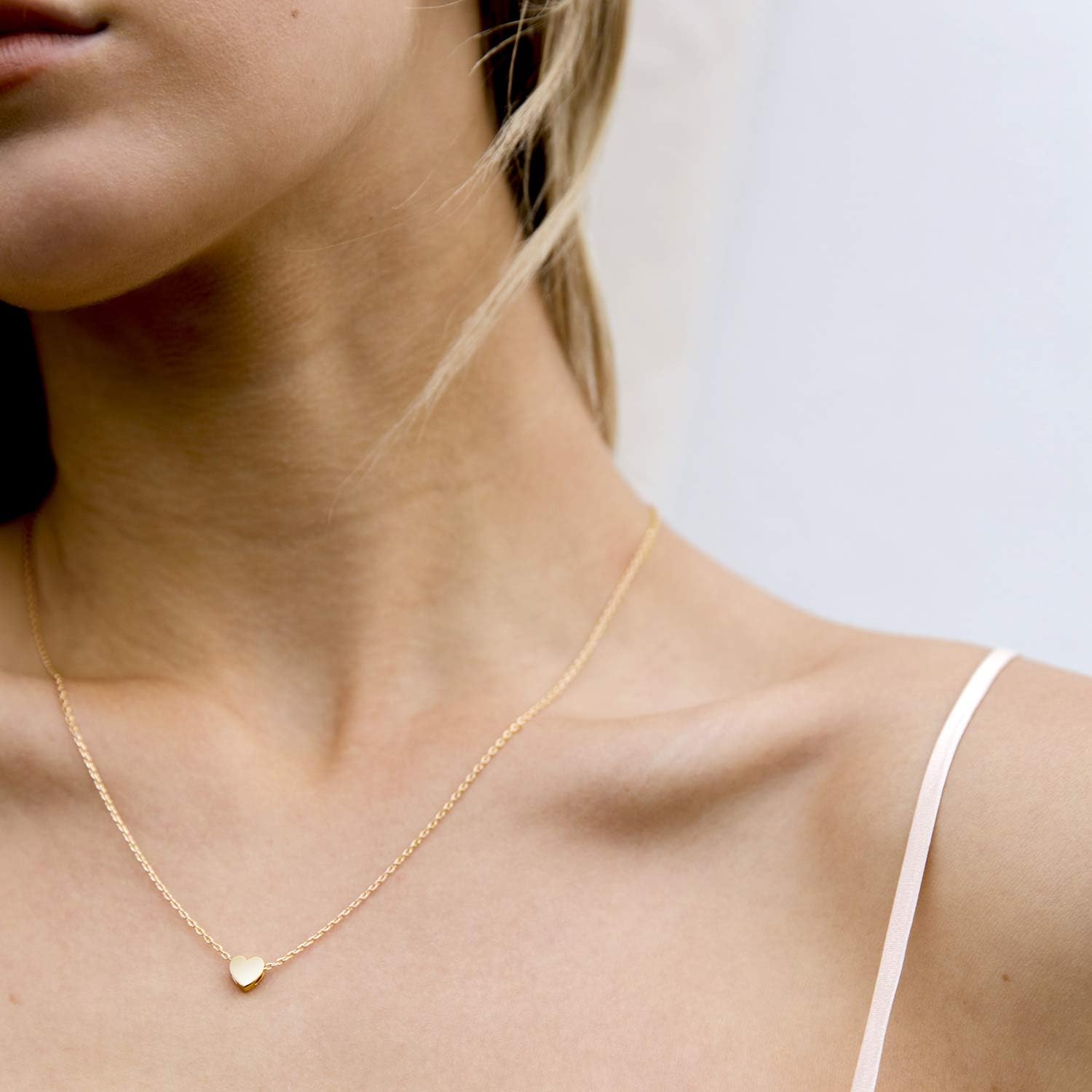 PAVOI 14K Gold Plated Cubic Zirconia Heart Necklace | Cute Dainty Love Pendant Necklaces for Women - Valentines Day Trendy Jewelry