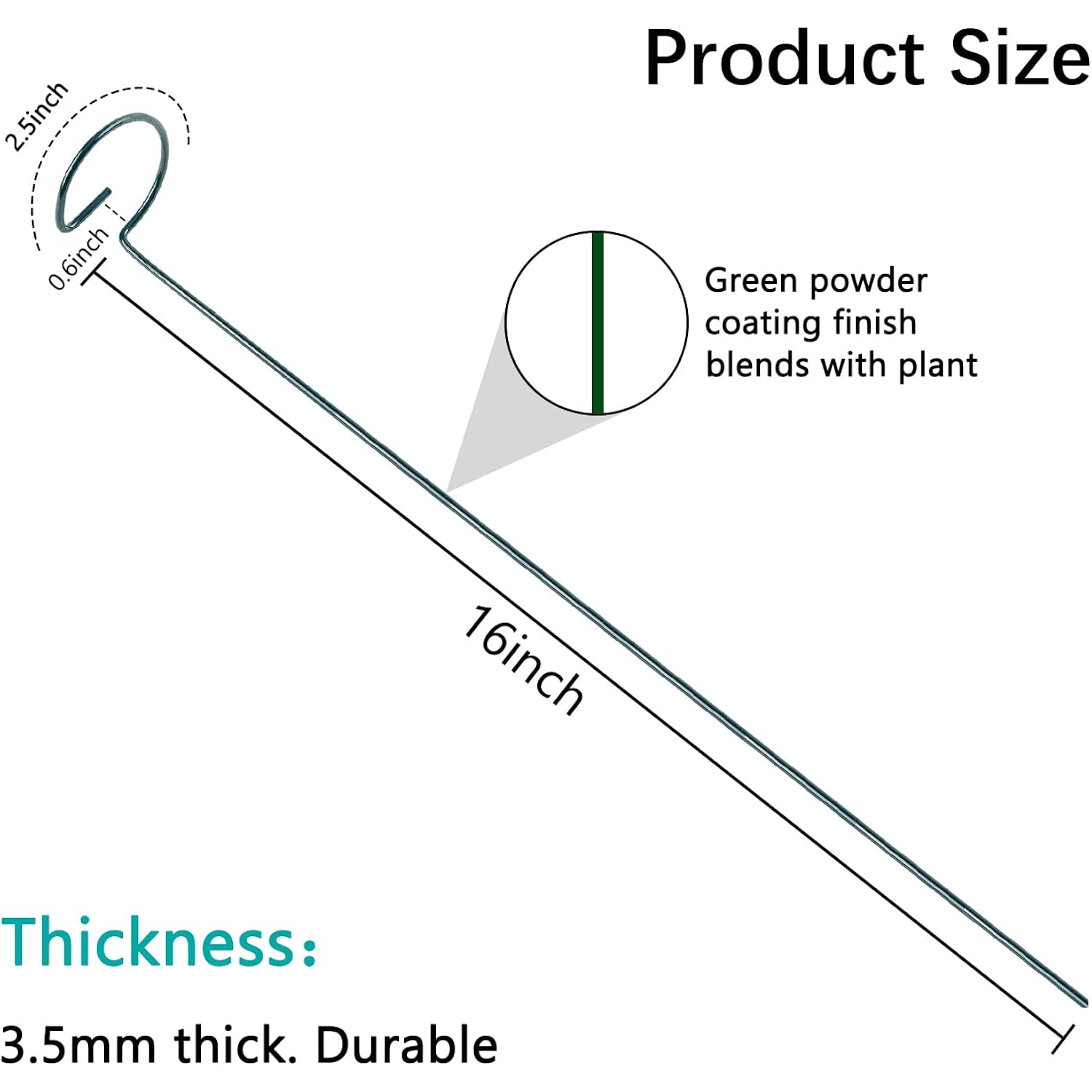 12 Pack 16 Inch Plant Support Stakes, Metal Single Stemmed Flower Support Hoops，Garden Plant Stakes Plant Prop For Amaryllis Orchid Lily Rose Peony Tomatoes Gladiolus