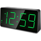 Peakeep Battery Operated Digital Alarm Clock For Bedrooms Big Numbers | Cordless Large Display Auto Dimming For Seniors, Adjustable Volume Loud Alarm Clock For Heavy Sleepers Adults (Green Digits)