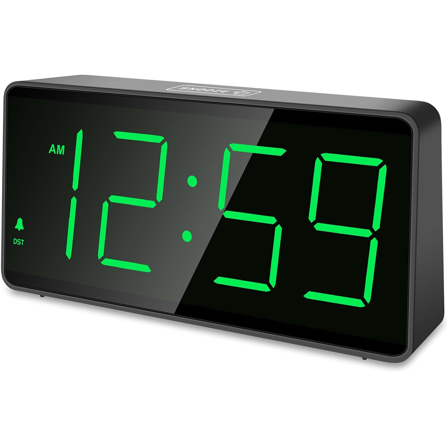 Peakeep Battery Operated Digital Alarm Clock For Bedrooms Big Numbers | Cordless Large Display Auto Dimming For Seniors, Adjustable Volume Loud Alarm Clock For Heavy Sleepers Adults (Green Digits)