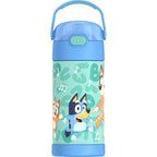 Thermos Funtainer Water Bottle With Straw - 12 Ounce - Kids Stainless Steel Vacuum Insulated Water Bottle With Lid, Bluey
