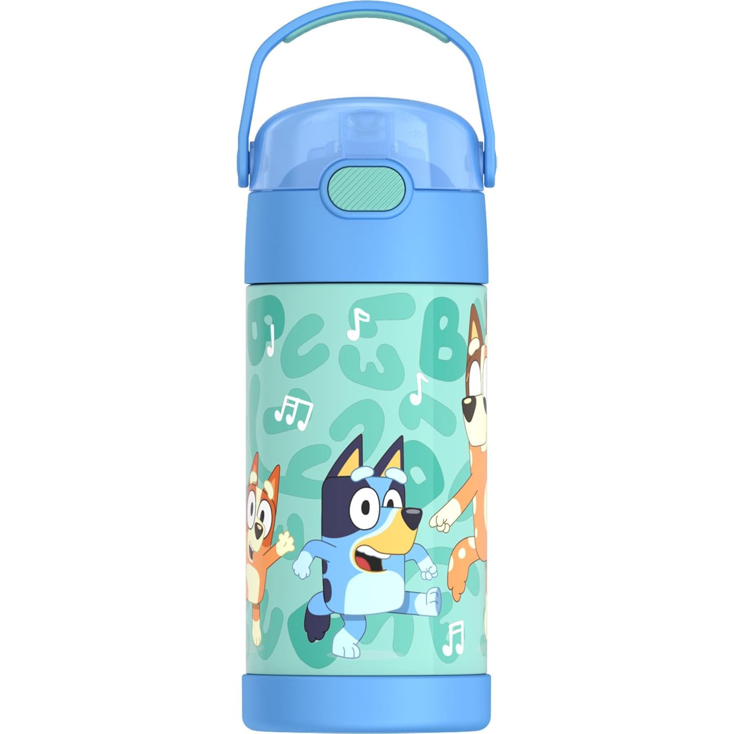 Thermos Funtainer Water Bottle With Straw - 12 Ounce - Kids Stainless Steel Vacuum Insulated Water Bottle With Lid, Bluey