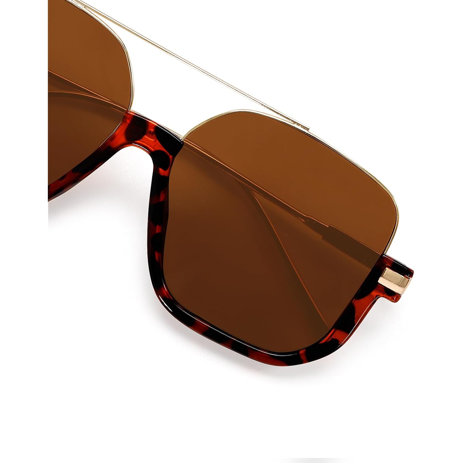 Guvivi Retro Oversized Aviator Sunglasses For Women Men Square Double Bridge Pilot Sun Glasses 70S Trendy Shades
