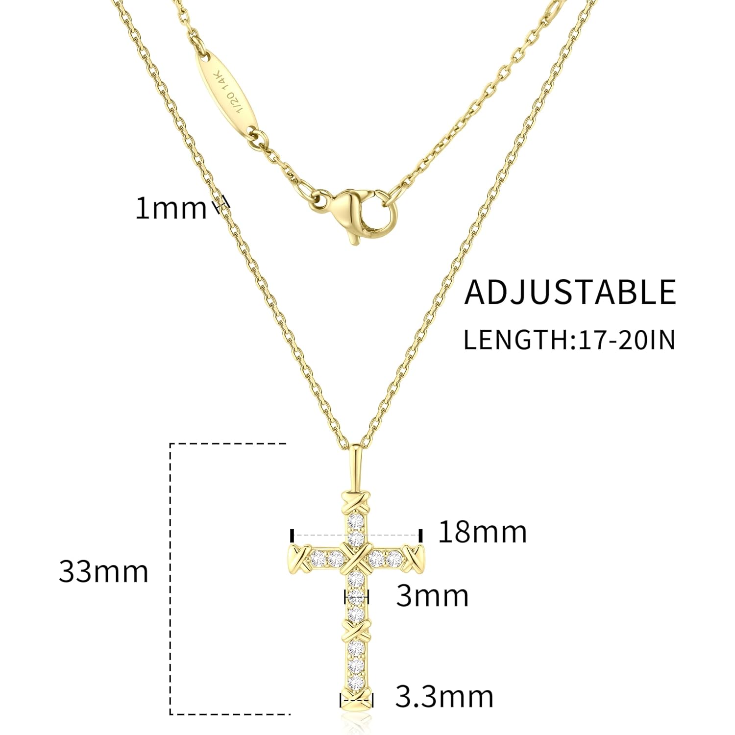 14K Gold Cross Necklace for Women,Gold Filled Sterling Silver Cross Necklace CZ Diamonds Crucifix Pendant Necklaces,Religious Jewelry Gift for Easter Christmas Mother's Day Birthday Daily Wear