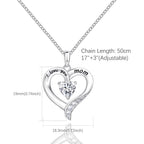 Mom Necklace 925 Sterling Silver Heart Necklaces for Women Engraved I Love You You Mom Gifts for Mom from Daughter