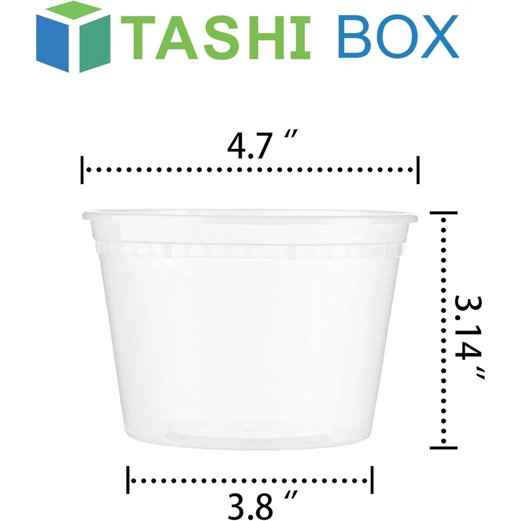 TashiBox 50 Sets 16 Oz Plastic Deli Containers with Lids - Food Storage Containers with Lids - Clear Airtight Meal Prep Containers, BPA Free, Stackable, Leakproof, Microwave and Freezer Safe