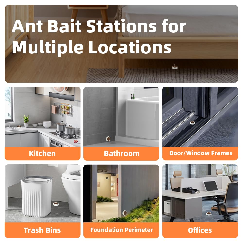48 Pack Ant Bait Gel Stations For Common Household Ants, Indoor & Outdoor Ant Traps, Effective Carpenter Ant Killer For Home, Kitchen, Garden, Ready-To-Use & No Mess Ant Gel Bait Kills The Colony