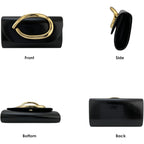 Myhozee Clutch Purses For Women Vegan Leather Evening Bag Formal Elegant Wedding Clutch Trendy Gold Handle Purses