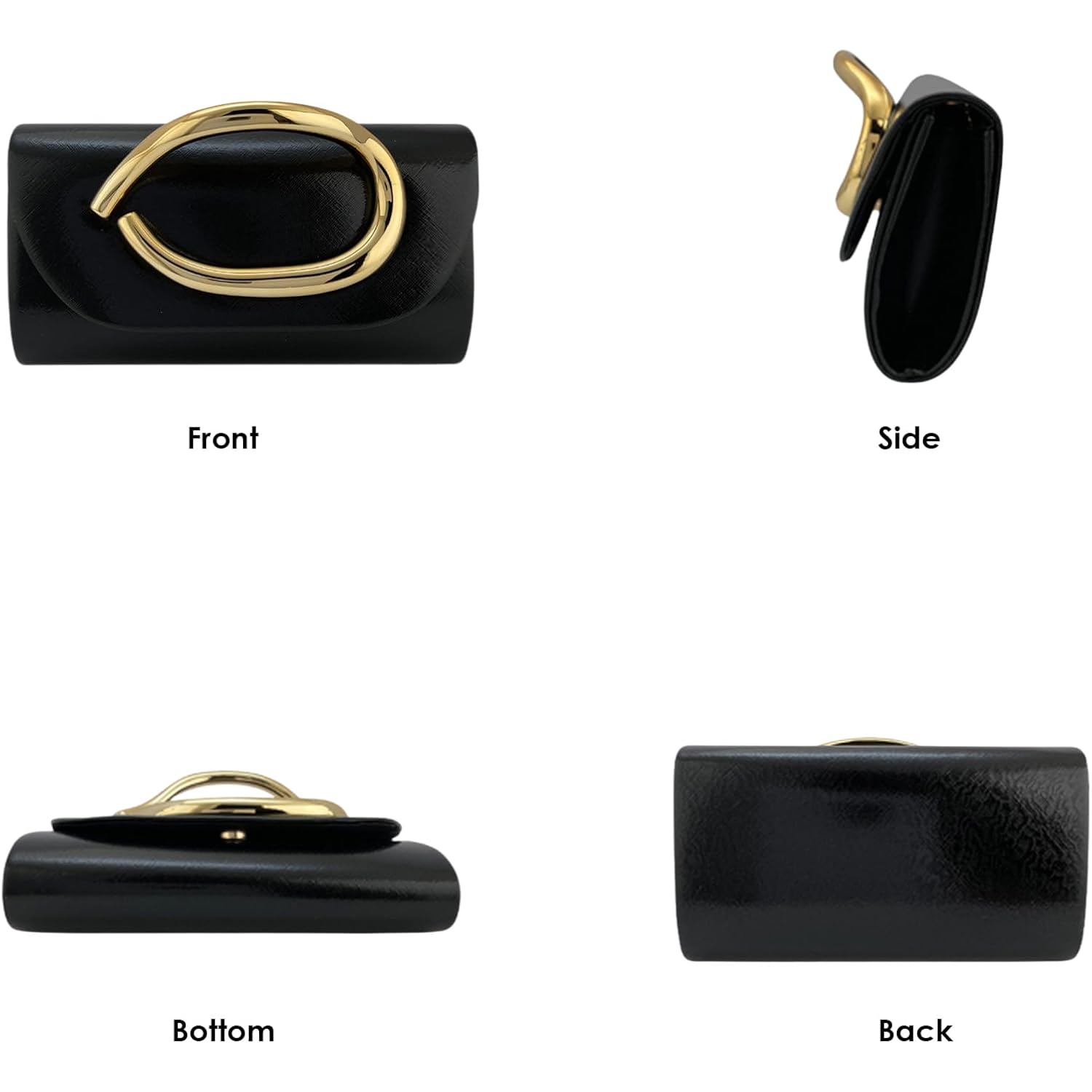Myhozee Clutch Purses For Women Vegan Leather Evening Bag Formal Elegant Wedding Clutch Trendy Gold Handle Purses