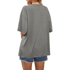Wiholl Oversized Tshirts For Women 2026 Summer Tops Short Sleeve V Neck Shirts Basic Tee