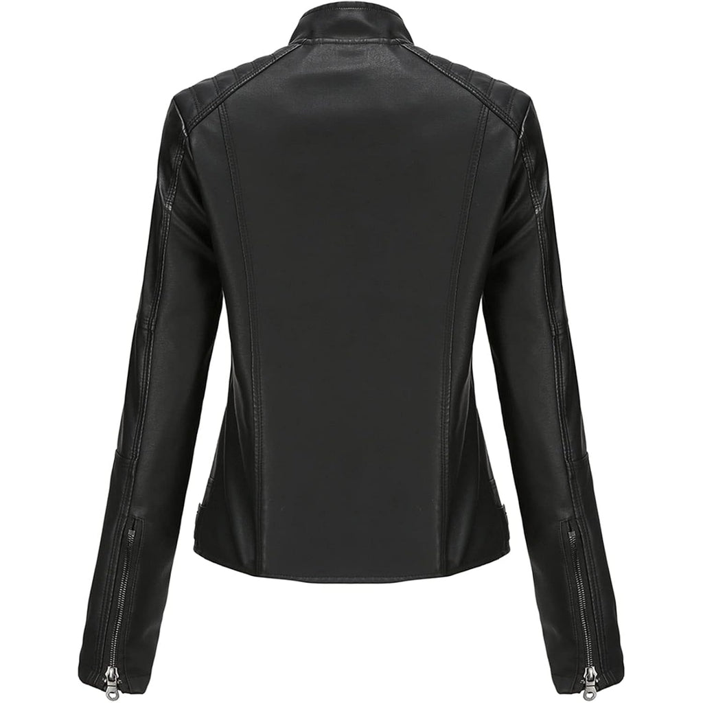 DEAR MODEL Faux Leather Jacket Women Bomber Jacket Women's Belted Motorcycle Jacket