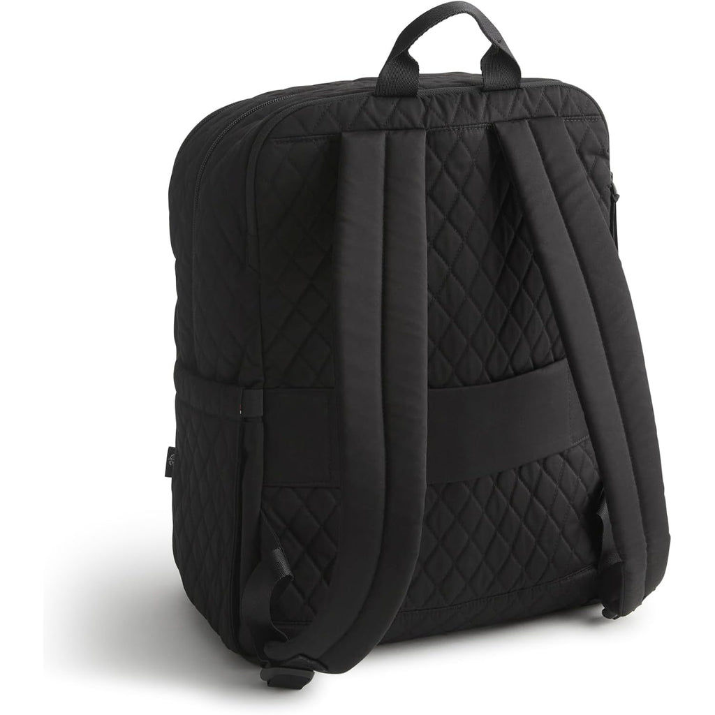 Vera Bradley Women'S Premium Cotton Large Bancroft Backpack – 15" Laptop & Trolley Sleeves – Moonless Night, 28L