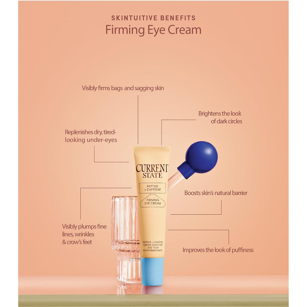 Current State Peptide + Caffeine Eye Cream - Lightweight Dark Circles Under Eye Treatment - Brightening Under Eye Cream For Fine Lines, Sagginess, And Dryness With Coconut Water, .5 Fl Oz.