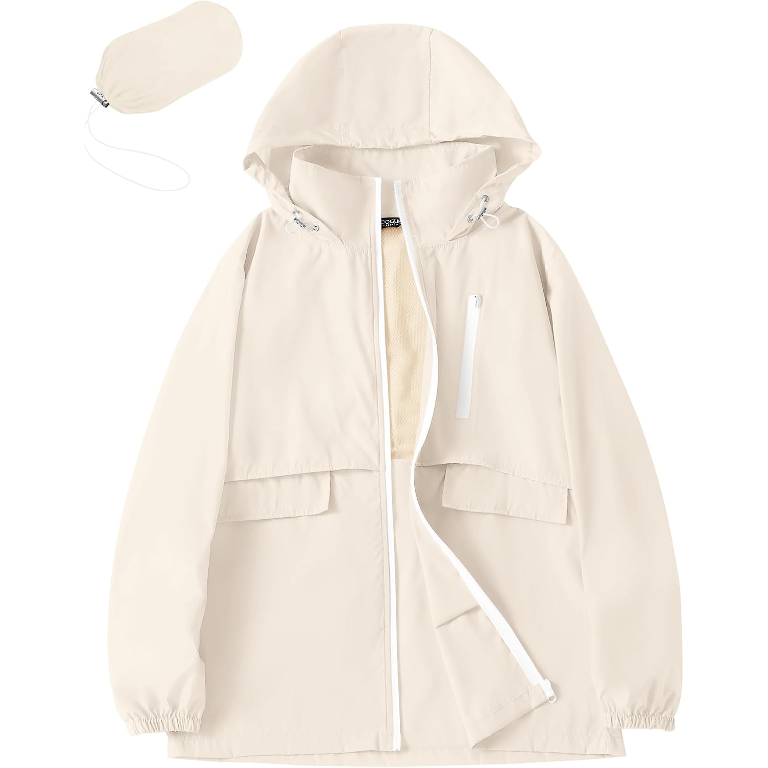 Rain Jacket Women With Hooded Lightweight Waterproof Raincoats Packable Zipper Pockets Windbreakers