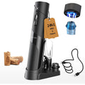 Circle Joy Electric Wine Opener Rechargeable, 7-In-1 Automatic Wine Bottle Opener Gift Set With Electric Vacuum Pump, Foil Cutter, Aerator Pourer, 2 Stoppers & Charging Base, Black