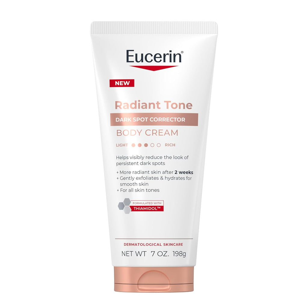 Eucerin Radiant Tone Dark Spot Corrector Body Cream, Thiamidol Enriched, Exclusive Formula Reduces Dark Spots Due To Sunlight Exposure And Aging, 72 Hours Of Hydration, 7 Oz Tube