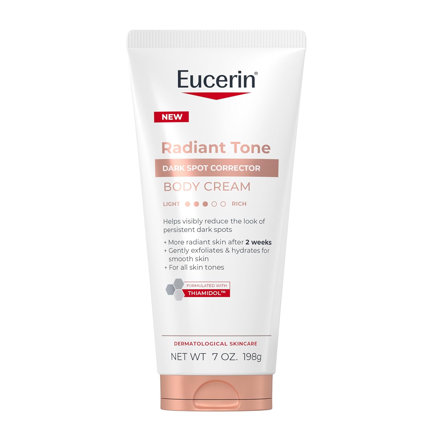 Eucerin Radiant Tone Dark Spot Corrector Body Cream, Thiamidol Enriched, Exclusive Formula Reduces Dark Spots Due To Sunlight Exposure And Aging, 72 Hours Of Hydration, 7 Oz Tube