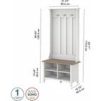 Bush Home Salinas Hall Tree With Shoe Storage Bench In Shiplap Gray And Pure White, Multi-Purpose Home Organizer, Entryway Solution With Seating And Hooks