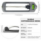 Lawn Sprinkler, Oscillating Sprinkler For Yard With 18 Hole Brass Nozzles, Watering For Lawn & Garden Covers Up To 3,600 Sq.Ft, Easy Adjust Range Control, Built-In Spray Jet Cleaning Needle (Gray)