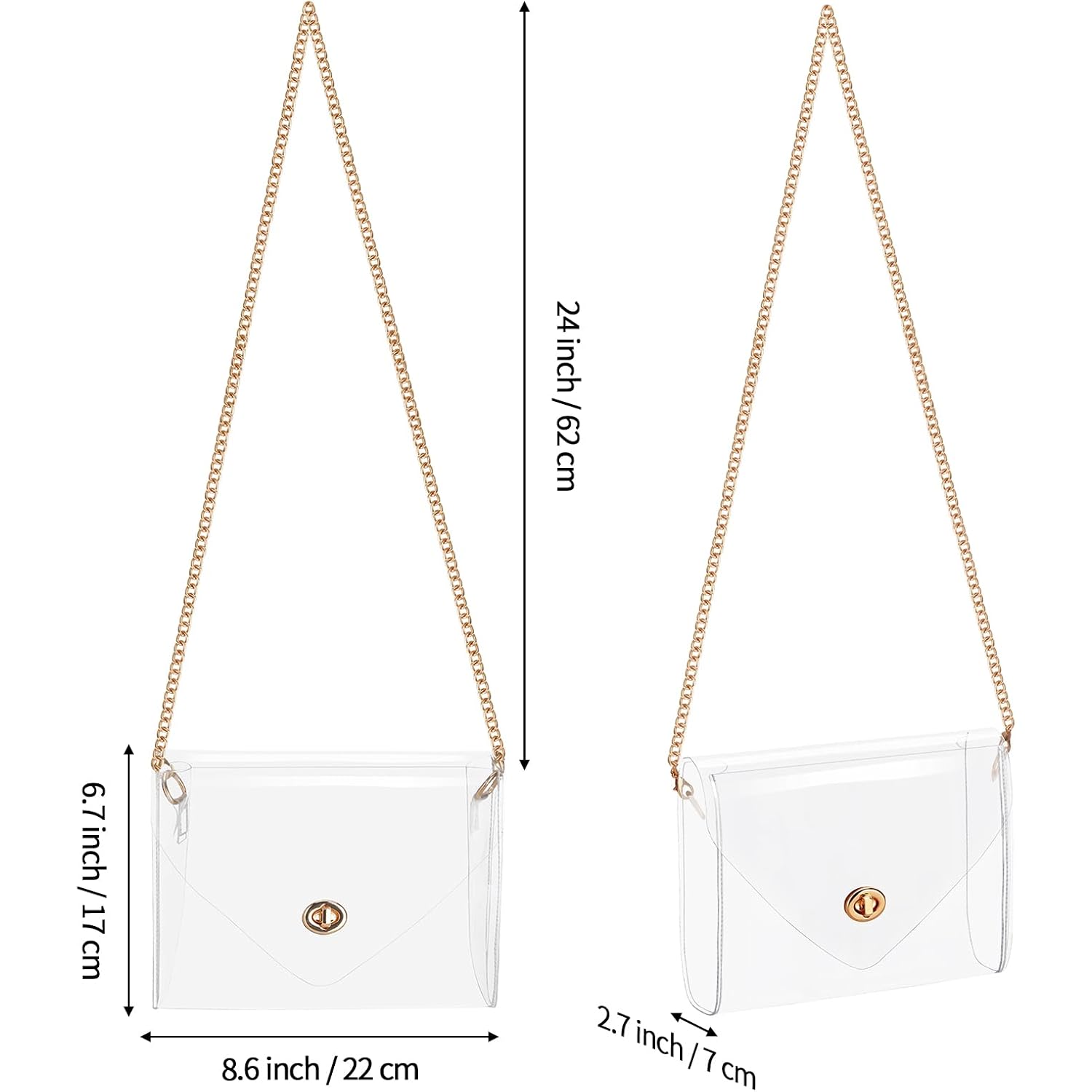 HAOGUAGUA Clear Purse for Women, Clear Bag Stadium Approved, See Through Clear Handbag for Concerts Sports Events