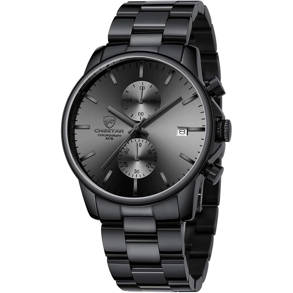 Golden Hour Fashion Business Mens Watches With Stainless Steel Waterproof Chronograph Quartz Watch For Men, Auto Date