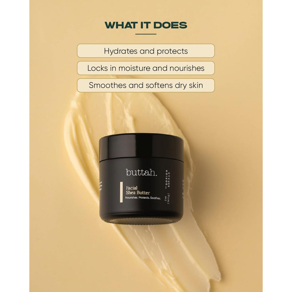 Buttah Skin Facial Shea Butter 2Oz - Moisturizer For Dry Skin - Very Dry Skin Moisturizer - Think Face Cream Moisturizer Dry Skin