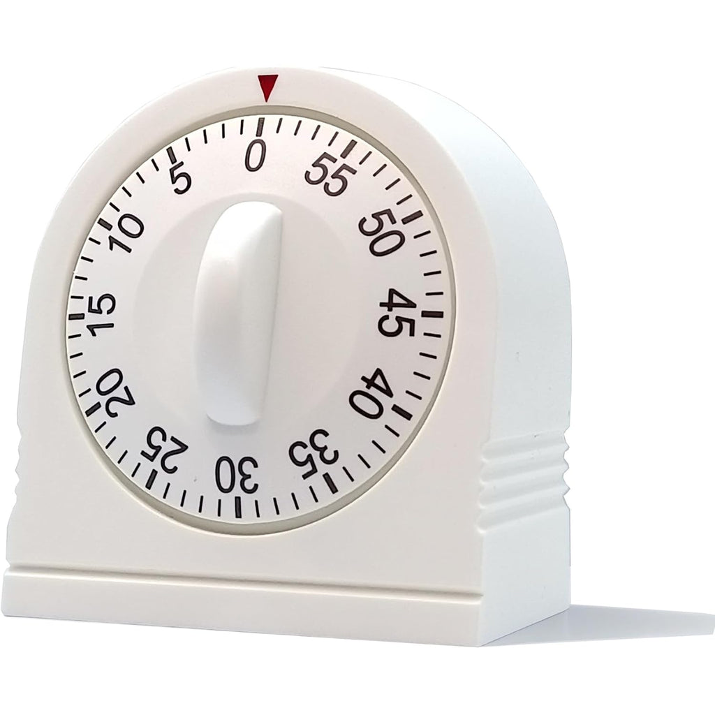 60 Minute Wind Up Timer, Visual Mechanical Timer With Loud Alarm, Manual Countdown Timers For Classroom, Home, Study And Cooking (White)