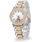 Disney Adult Round Cz Stone Analog Quartz Floating Stones Bracelet Watch