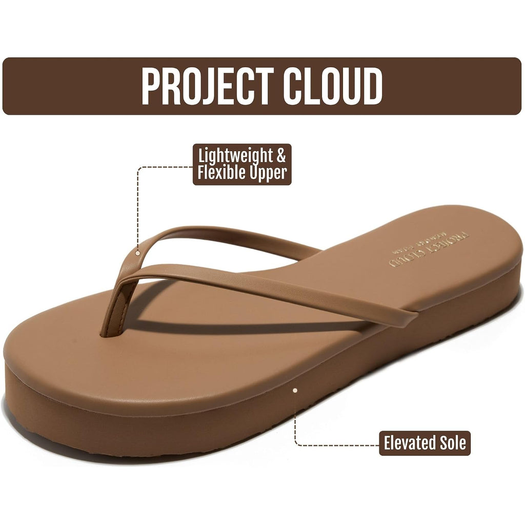 Project Cloud Platform Sandals Women - Memory Foam Insole Flip Flops And Lightweight Womens Sandals - Non-Slip Summer Thong Sandals For Women 2026 (Elevation)