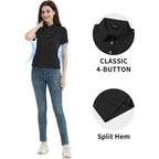 Women'S Polo Shirts Upf 50+ Casual Work Quick Dry 4 Buttons Short Sleeve Collared Golf Shirt Xs-4Xl